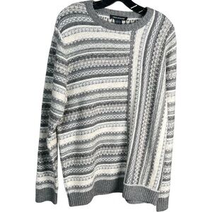 French Connection Graphic Fair isle Wool Blend Striped Sweater Size Large NWT